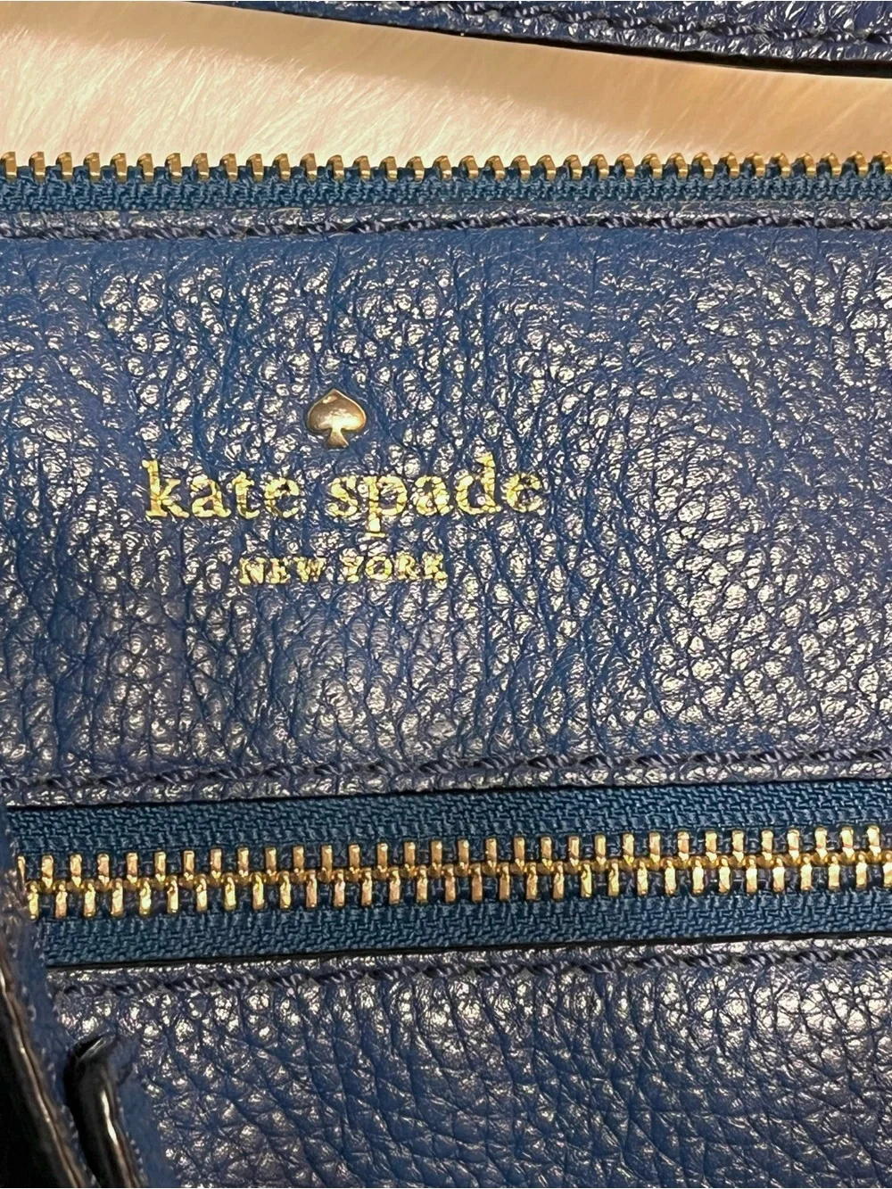 kate spade Navy Pebbled Leather Crossbody with Gold Hardware
